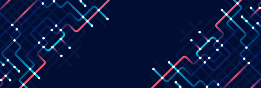 Circuit connect lines. Network technology and Connection concept. Decentralized network nodes connections