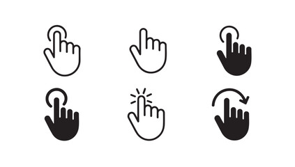 Obraz premium Collection of hand cursor icons for website design and digital interface actions.