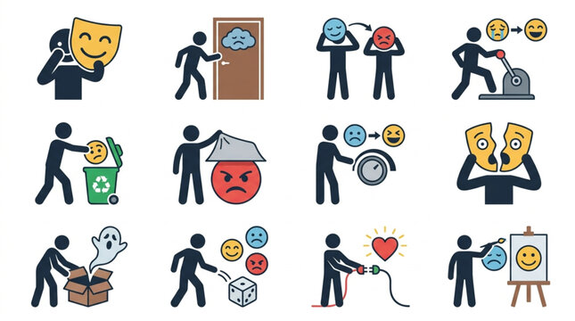 Emotions and Feelings Icons Set.