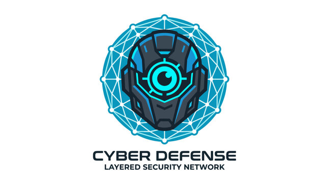 Cyber defense logo with futuristic design.