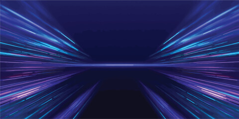 Futuristic blue and purple light speed tunnel with data stream effect, abstract © Romana