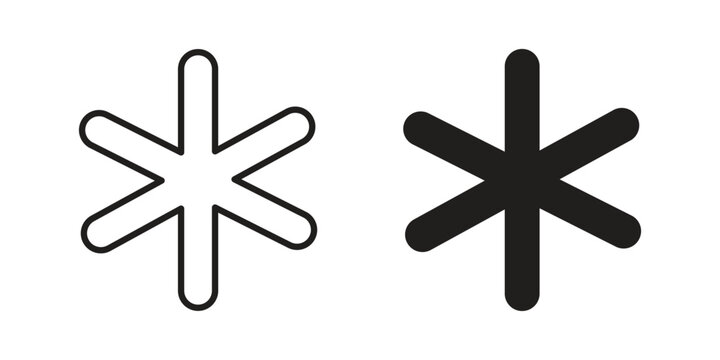 Asterisk icon with editable stroke and solid design vectors