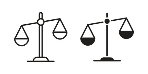 Balance scale icon with editable stroke and solid design vectors © shamim