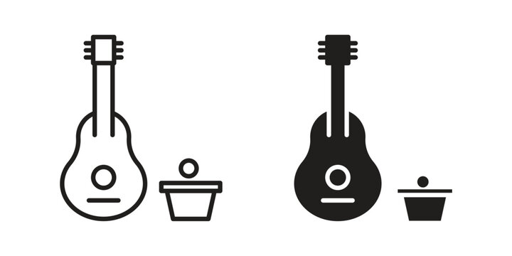 Busking icon with editable stroke and solid design vectors