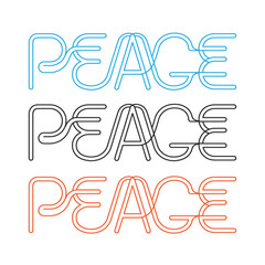 Fototapeta premium Colorful peace typography with overlapping lines on a white background global day of parents concept