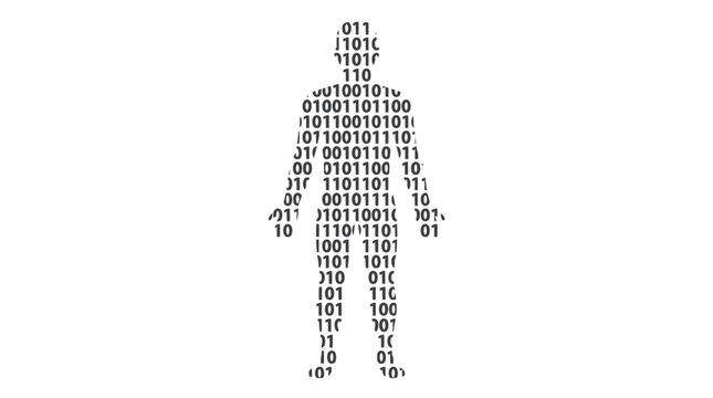 Human Silhouette Formed by Binary Code - Digital Identity Concept