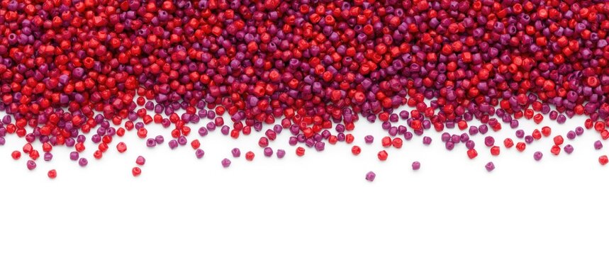 Bright Red and Purple Polymer Granules Isolated on White, Vibrant Detail