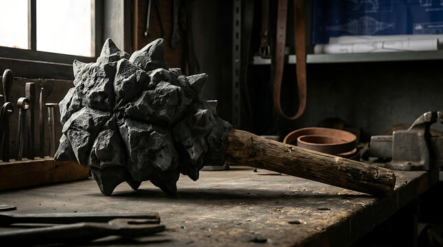 Detailed model of an Ankylosaurus tail club weapon, representing prehistoric defense