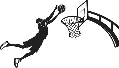 Basketball Player Slam Dunk Silhouette Set Collection Isolated on White Background. ©  Creative Design 