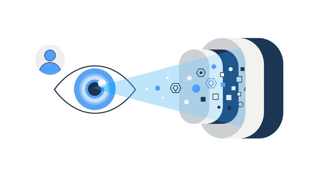 Computer Vision and Big Data Analysis Concept Illustration for Digital Surveillance and Cybersecurity