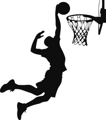 Basketball Player Slam Dunk Silhouette Set Collection Isolated on White Background. ©  Creative Design 