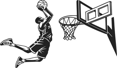 Basketball Player Slam Dunk Silhouette Set Collection Isolated on White Background. ©  Creative Design 