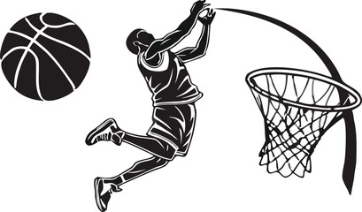 Basketball Player Slam Dunk Silhouette Set Collection Isolated on White Background. ©  Creative Design 