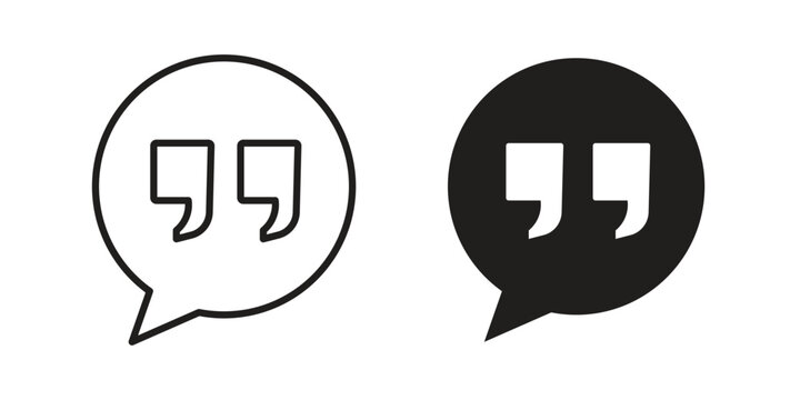 Comment quote icon with editable stroke and solid design vectors