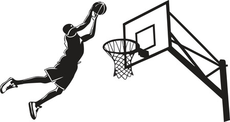 Basketball Player Slam Dunk Silhouette Set Collection Isolated on White Background. ©  Creative Design 