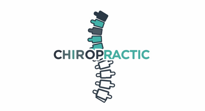 Stylized spinal column graphic with text