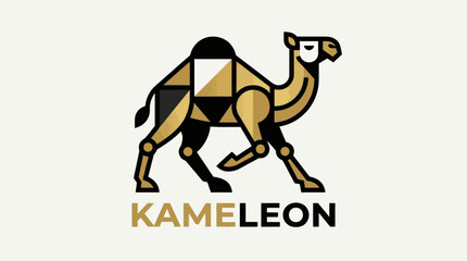 Fototapeta premium Geometric Camel Logo with Text KAMELEON