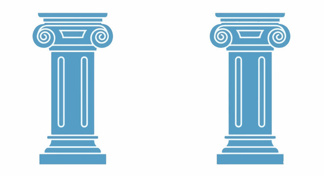 Two ionic style columns flank a white space, suggesting support or tradition