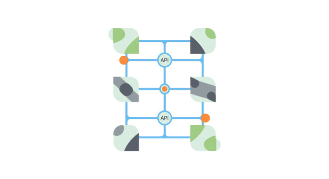 API Integration Network Diagram for Software Architecture and Data Connectivity Microservices Infrastructure