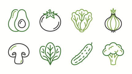 Fototapeta premium Organic Produce Outline Vector Icon Pack
