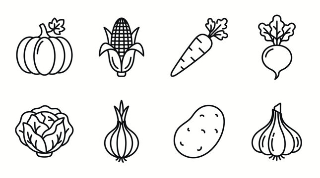 Healthy Organic Vegetable Icons Vector Design Set