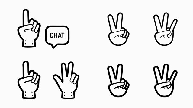 Diverse hands making chat gestures in minimalist style illustration for communication and social interaction concepts