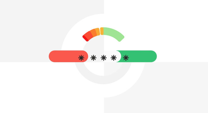 Password Security Strength Meter and Login Authentication Progress Bar Illustration for Cybersecurity and Data Protection