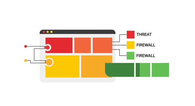 Cybersecurity Network Firewall and Threat Protection Concept Illustration