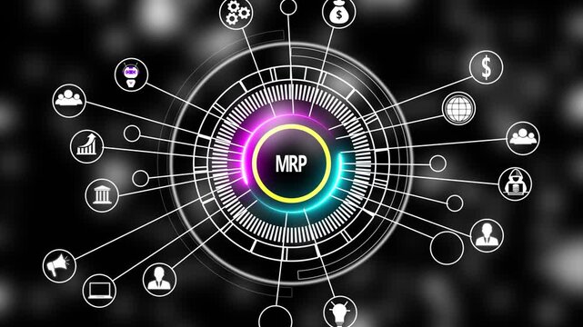 Mrp requirements planning concept with digital hud interface and business for supply chain management and manufacturing optimization