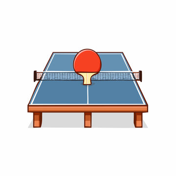 Ping Pong Table and Paddle Illustration