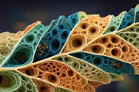 Botanical cell structure under extreme magnification. Generative AI