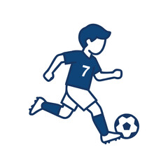 Obraz premium Soccer Player Line Art, Vector Icon Running with Ball for Sports Branding