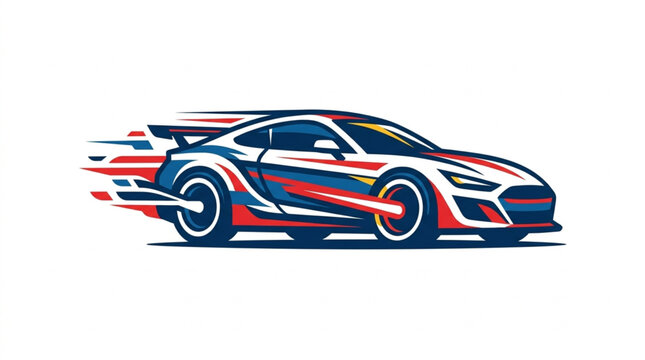 Fast Sports Car with Abstract Colorful Motion Streaks.