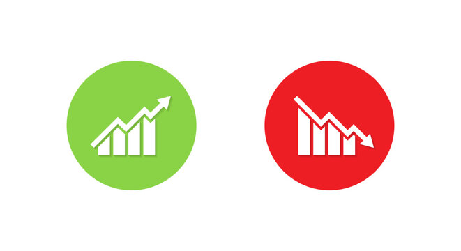 Increase decrease graph icon with shadow. Business analytics symbol