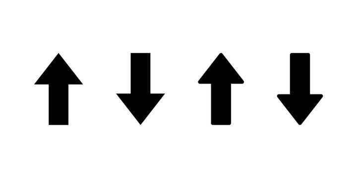 Up and down arrow icon. Upward and downward direction symbol. Vertical arrows sign