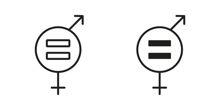 Equality icon with editable stroke and solid design vectors