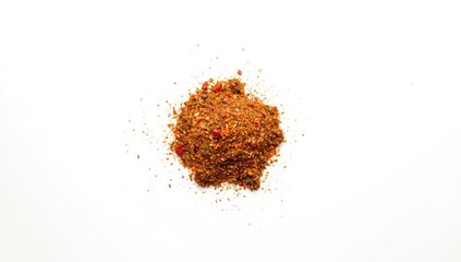 Fototapeta premium A minimal mound of fajita seasoning shown against a crisp white backdrop