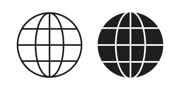 Globe icon with editable stroke and solid design vectors