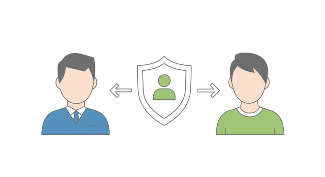 Data Privacy and Secure Identity Protection Illustration with Shield and User Avatars
