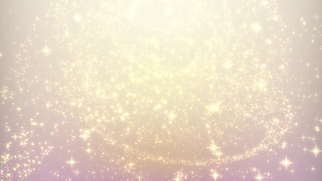 煽り構図のキラキラの粒子が上昇する金色のループ背景動画 / A gold looping background video with a dramatic composition showing sparkling particles rising