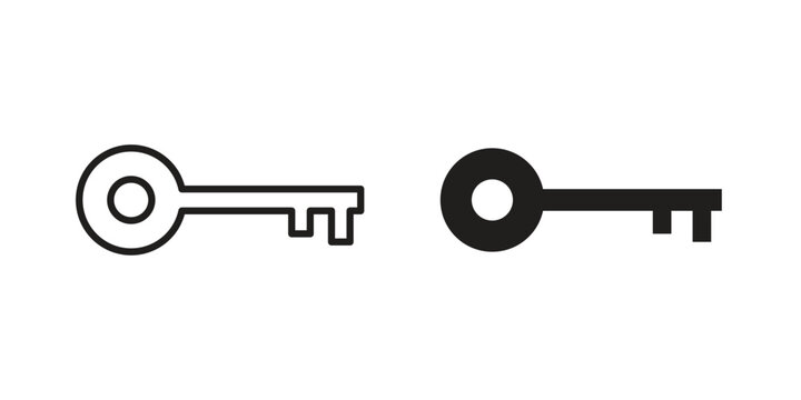 key icon with editable stroke and solid design vectors