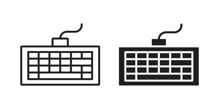 Keyboard icon with editable stroke and solid design vectors