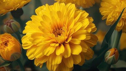 Obraz premium Bright yellow floral painting capturing elegant beauty and fine details