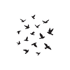 Fototapeta premium Flock of birds silhouette against a white background for global day of parents celebration