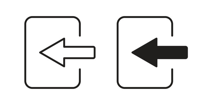 Log out icon with editable stroke and solid design vectors