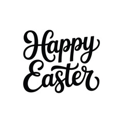Happy easter lettering black and white calligraphy design © shamima