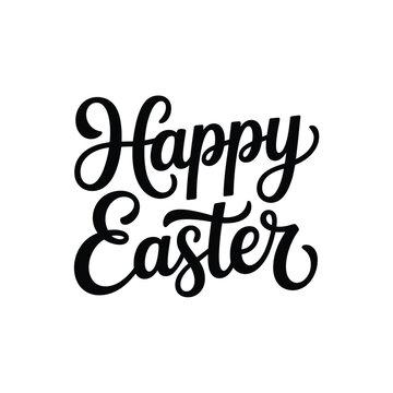 Happy easter lettering black and white calligraphy design