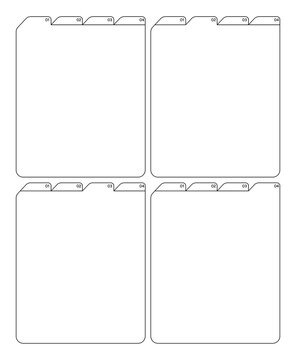 Minimalist outline folder tabs template with numbers for print.