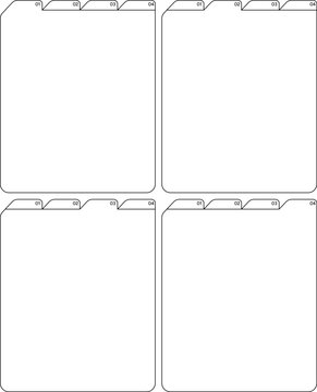 Minimalist outline folder tabs template with numbers for print.