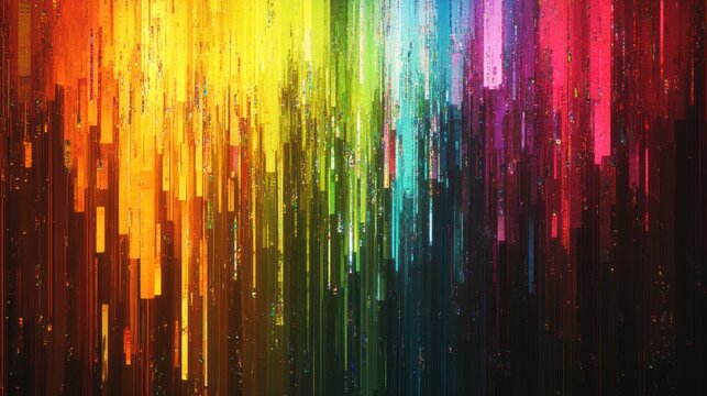 Abstract rainbow vertical glitch digital art background